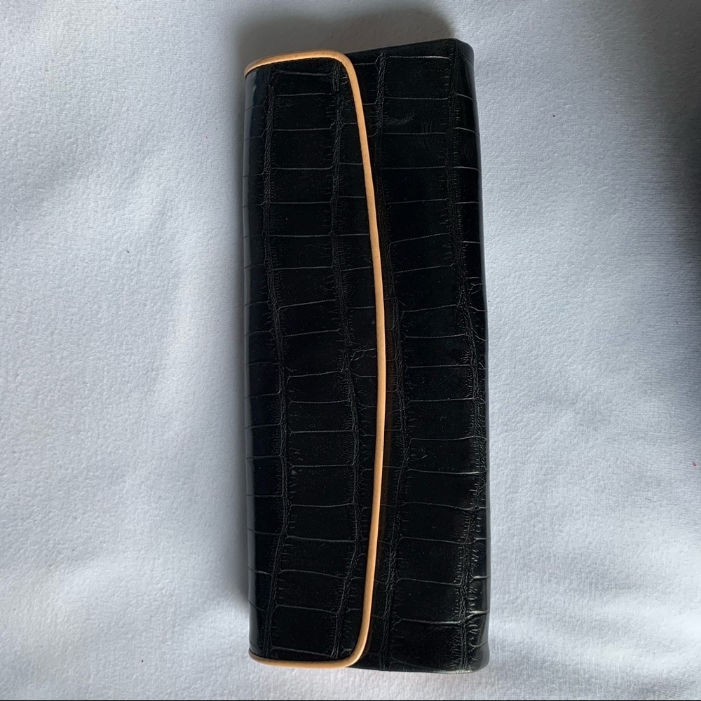 Adrienne Vittadini black snakeskin clutch